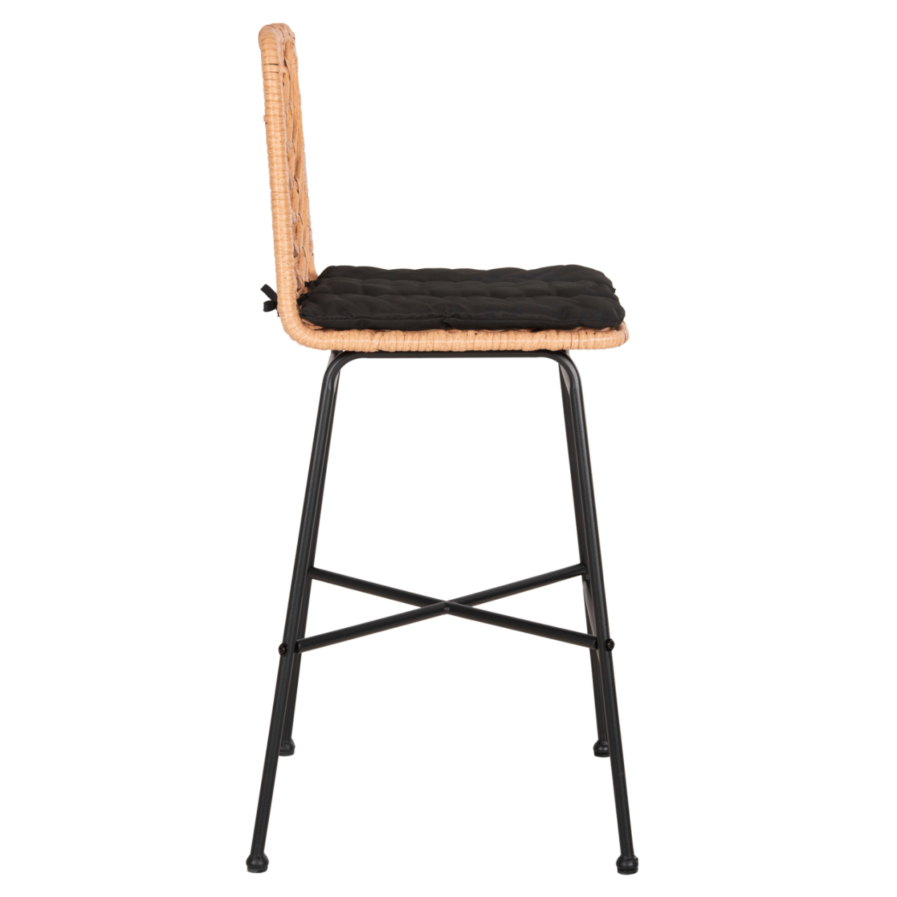 BAR STOOL MED.HEIGHT GERALD HM5707.11 METALandCUSHION IN BLACK-WICKER IN BEIGE 47x47x101Hcm. [4]