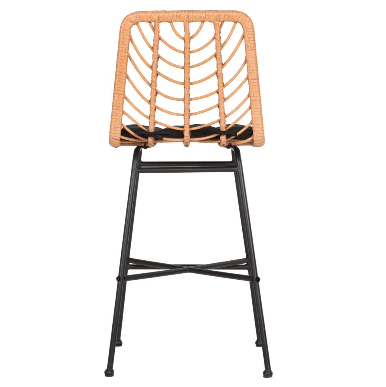 BAR STOOL MED.HEIGHT GERALD HM5707.11 METALandCUSHION IN BLACK-WICKER IN BEIGE 47x47x101Hcm. [6]