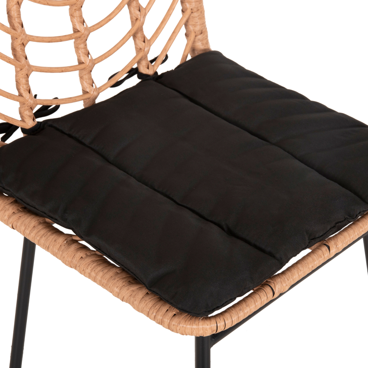 BAR STOOL MED.HEIGHT GERALD HM5707.11 METALandCUSHION IN BLACK-WICKER IN BEIGE 47x47x101Hcm. [8]