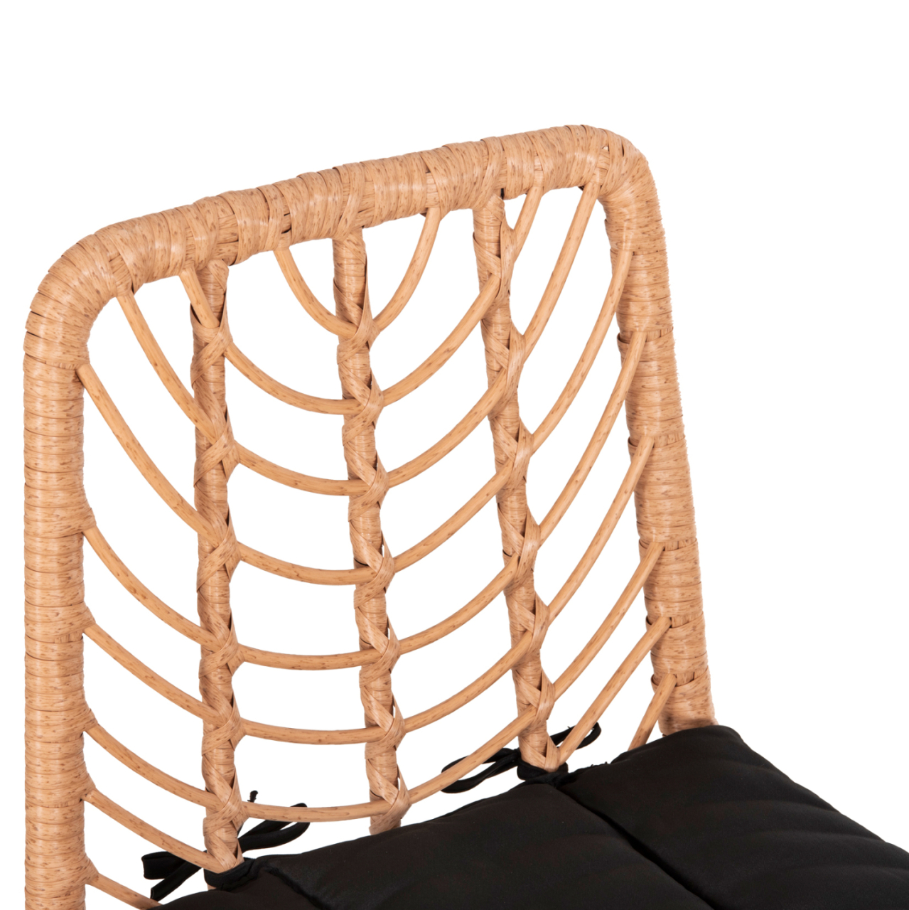 BAR STOOL MED.HEIGHT GERALD HM5707.11 METALandCUSHION IN BLACK-WICKER IN BEIGE 47x47x101Hcm. [7]