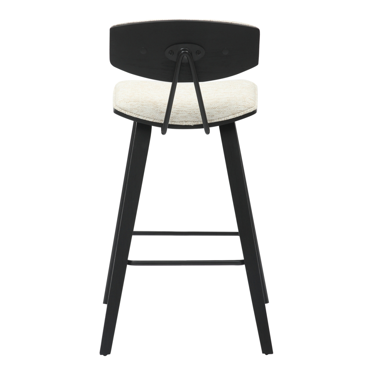 BAR STOOL MED.HEIGHT INOVER HM9984.02 METAL and PLYWOOD-ECRU FABRIC 50,5x49x90Hcm. [6]