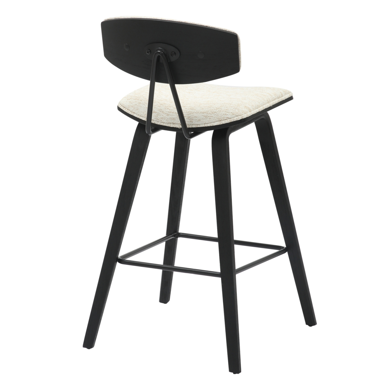 BAR STOOL MED.HEIGHT INOVER HM9984.02 METAL and PLYWOOD-ECRU FABRIC 50,5x49x90Hcm. [5]