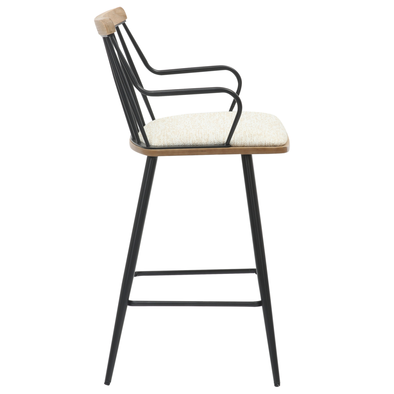 BAR STOOL MED.HEIGHT JUDI HM9985.02 BLACK METAL-ECRU FABRIC 48x52x92Hcm. [4]