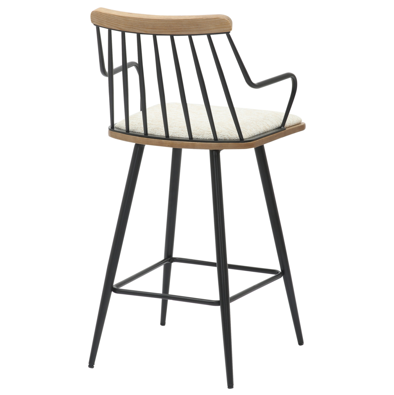 BAR STOOL MED.HEIGHT JUDI HM9985.02 BLACK METAL-ECRU FABRIC 48x52x92Hcm. [5]