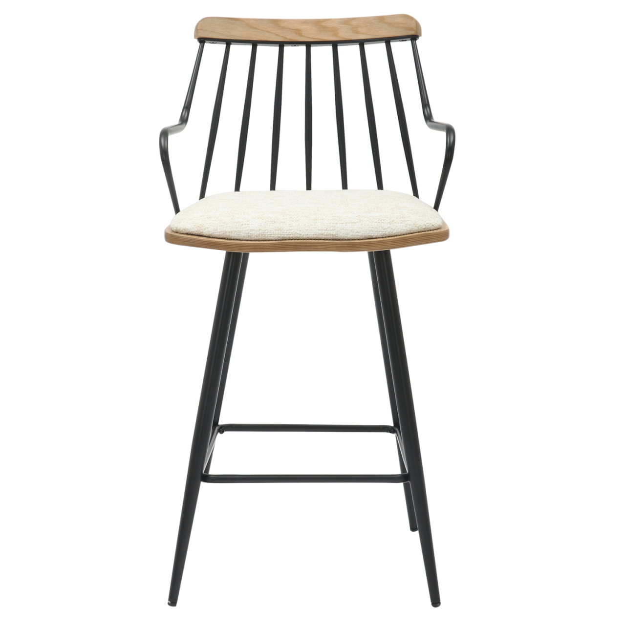 BAR STOOL MED.HEIGHT JUDI HM9985.02 BLACK METAL-ECRU FABRIC 48x52x92Hcm. [3]