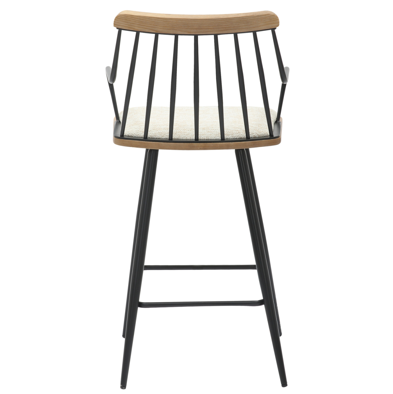 BAR STOOL MED.HEIGHT JUDI HM9985.02 BLACK METAL-ECRU FABRIC 48x52x92Hcm. [6]
