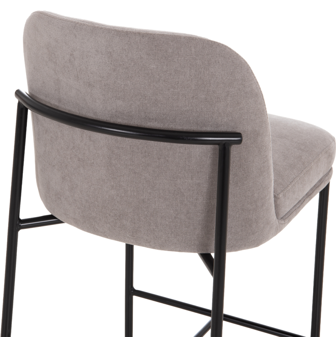 BAR STOOL MED.HEIGHT MANIDO HM18427.01 GREY FABRIC--BLACK METAL FRAME 45x55x92Hcm. [10]
