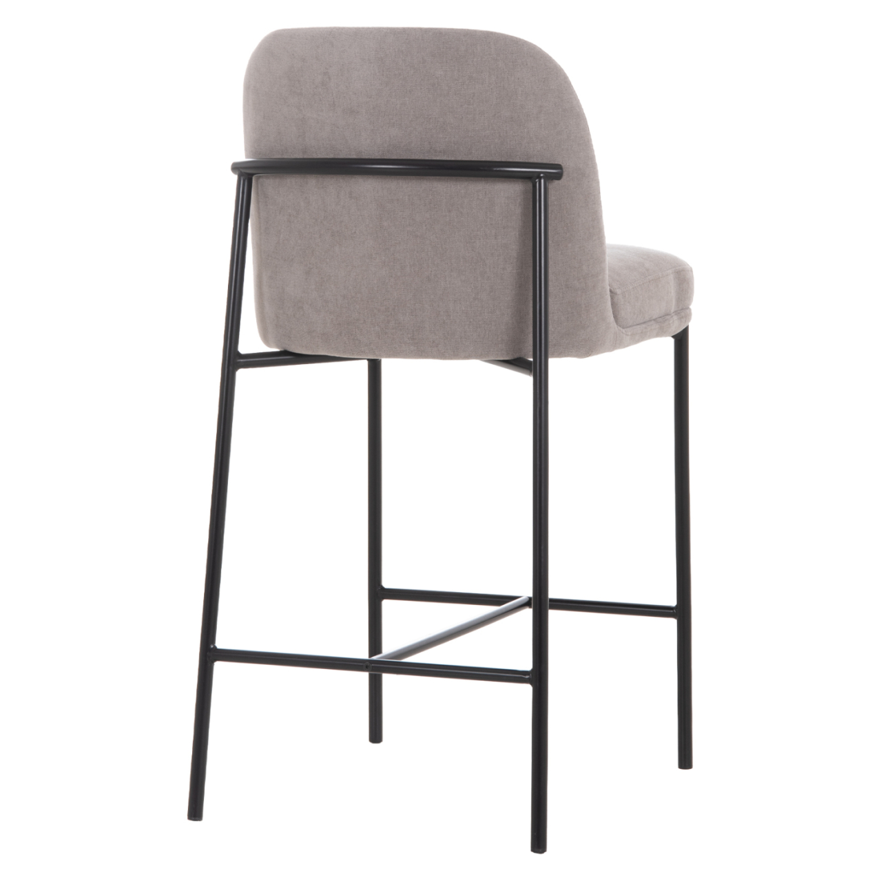 BAR STOOL MED.HEIGHT MANIDO HM18427.01 GREY FABRIC--BLACK METAL FRAME 45x55x92Hcm. [5]