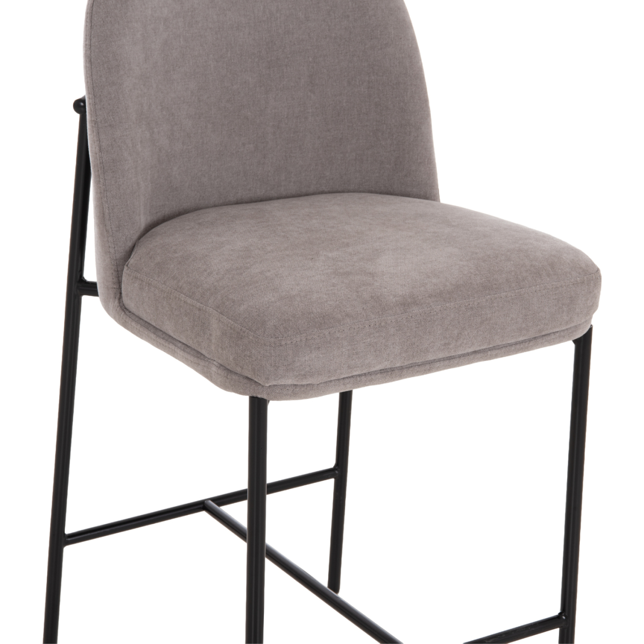 BAR STOOL MED.HEIGHT MANIDO HM18427.01 GREY FABRIC--BLACK METAL FRAME 45x55x92Hcm. [8]