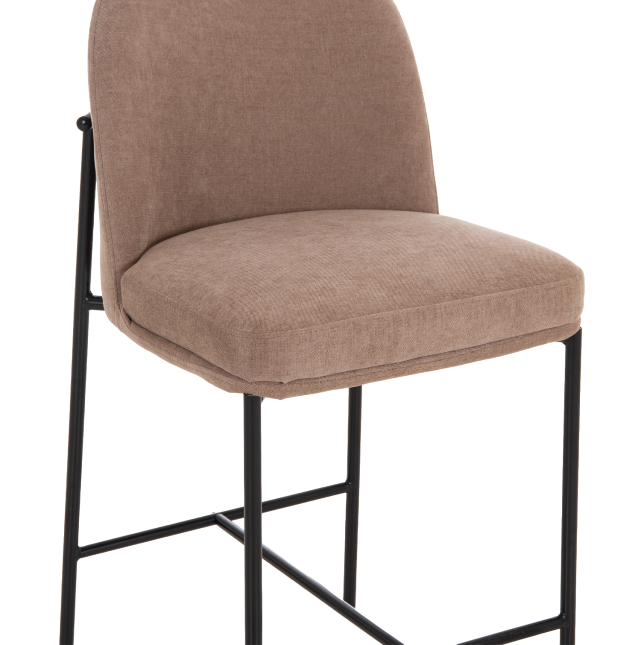 BAR STOOL MED.HEIGHT MANIDO HM18427.02 TAUPE FABRIC--BLACK METAL FRAME 45x55x92Hcm. [8]
