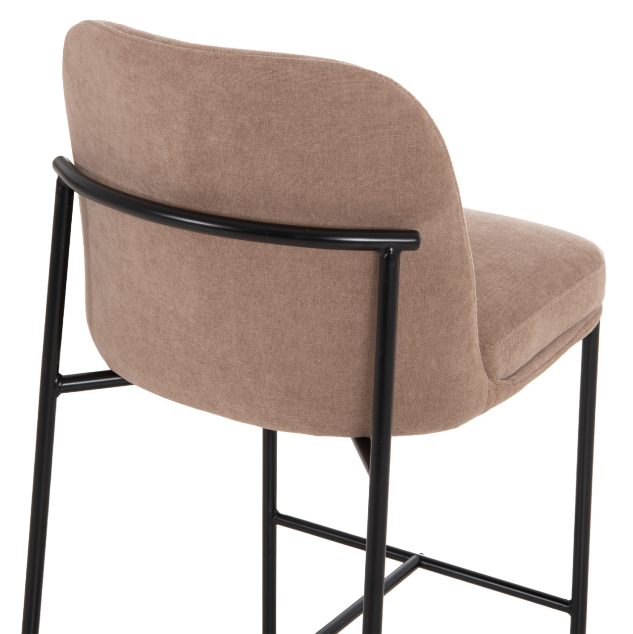 BAR STOOL MED.HEIGHT MANIDO HM18427.02 TAUPE FABRIC--BLACK METAL FRAME 45x55x92Hcm. [10]