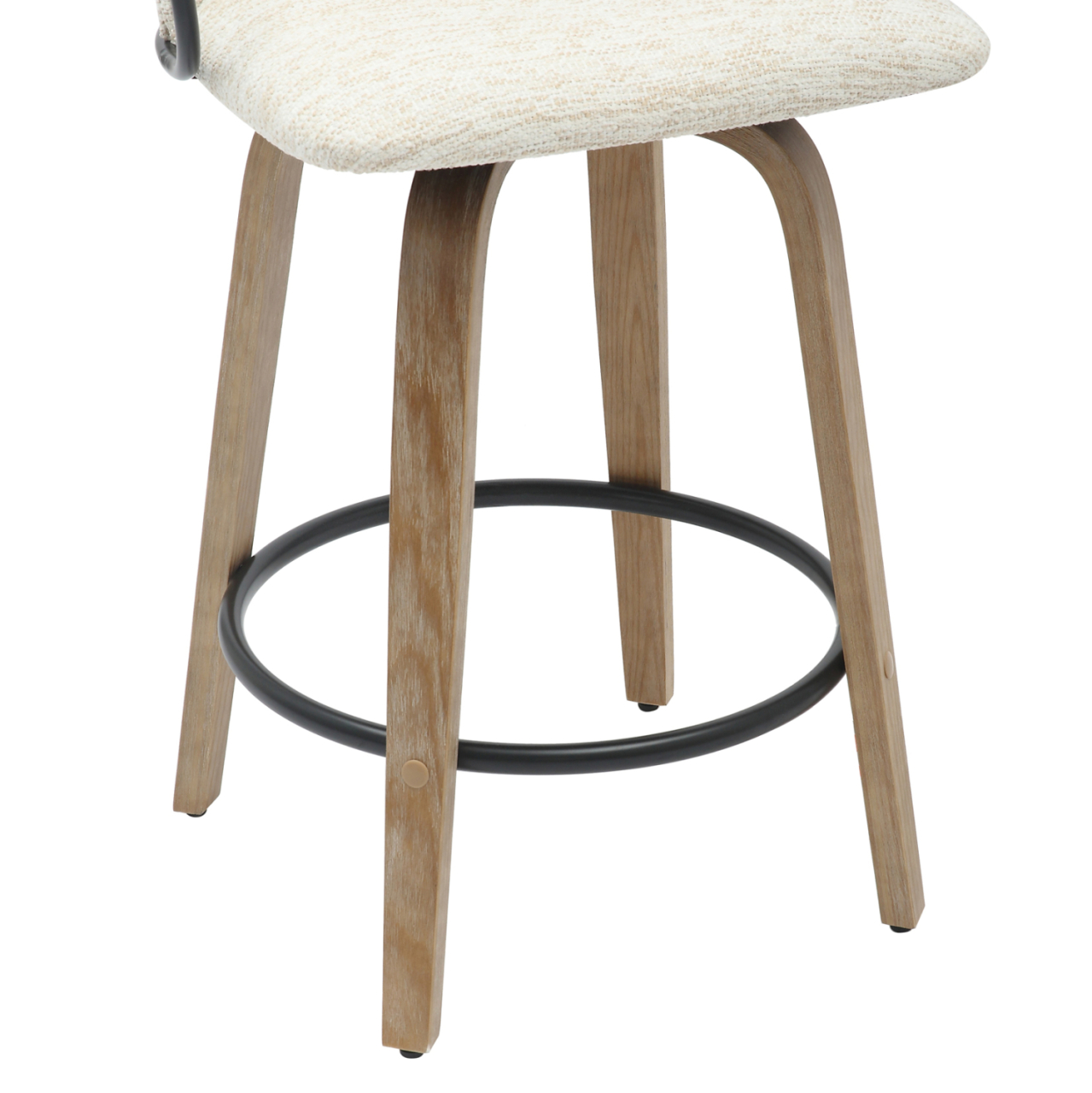 BAR STOOL MED.HEIGHT NEBOR HM9986.01 PLYWOOD LEGS-BLACK METAL-ECRU FABRIC 53,5x51x90Hcm. [8]