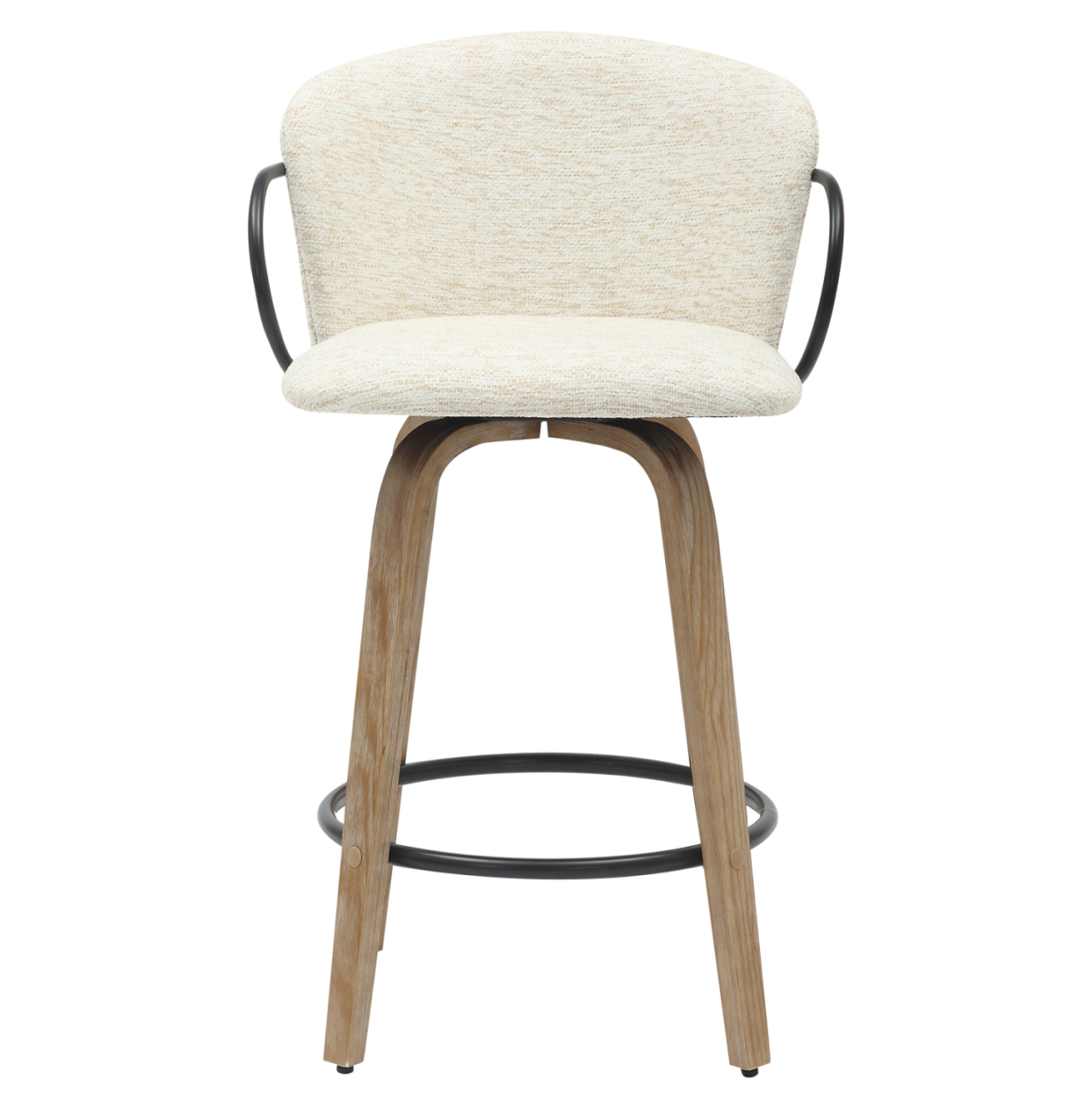 BAR STOOL MED.HEIGHT NEBOR HM9986.01 PLYWOOD LEGS-BLACK METAL-ECRU FABRIC 53,5x51x90Hcm. [3]