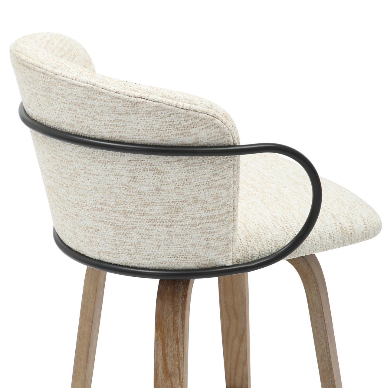 BAR STOOL MED.HEIGHT NEBOR HM9986.01 PLYWOOD LEGS-BLACK METAL-ECRU FABRIC 53,5x51x90Hcm. [9]
