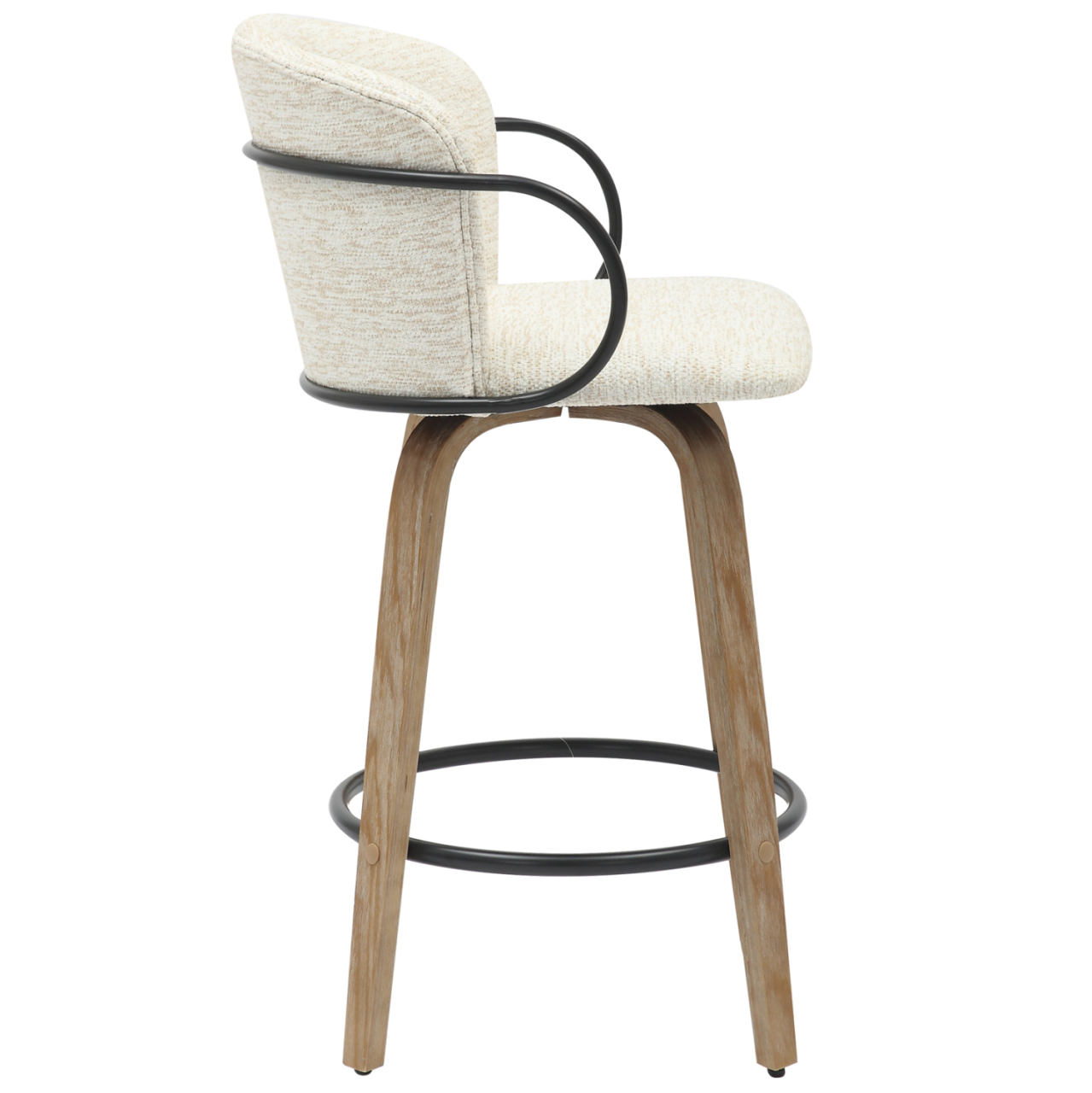 BAR STOOL MED.HEIGHT NEBOR HM9986.01 PLYWOOD LEGS-BLACK METAL-ECRU FABRIC 53,5x51x90Hcm. [4]