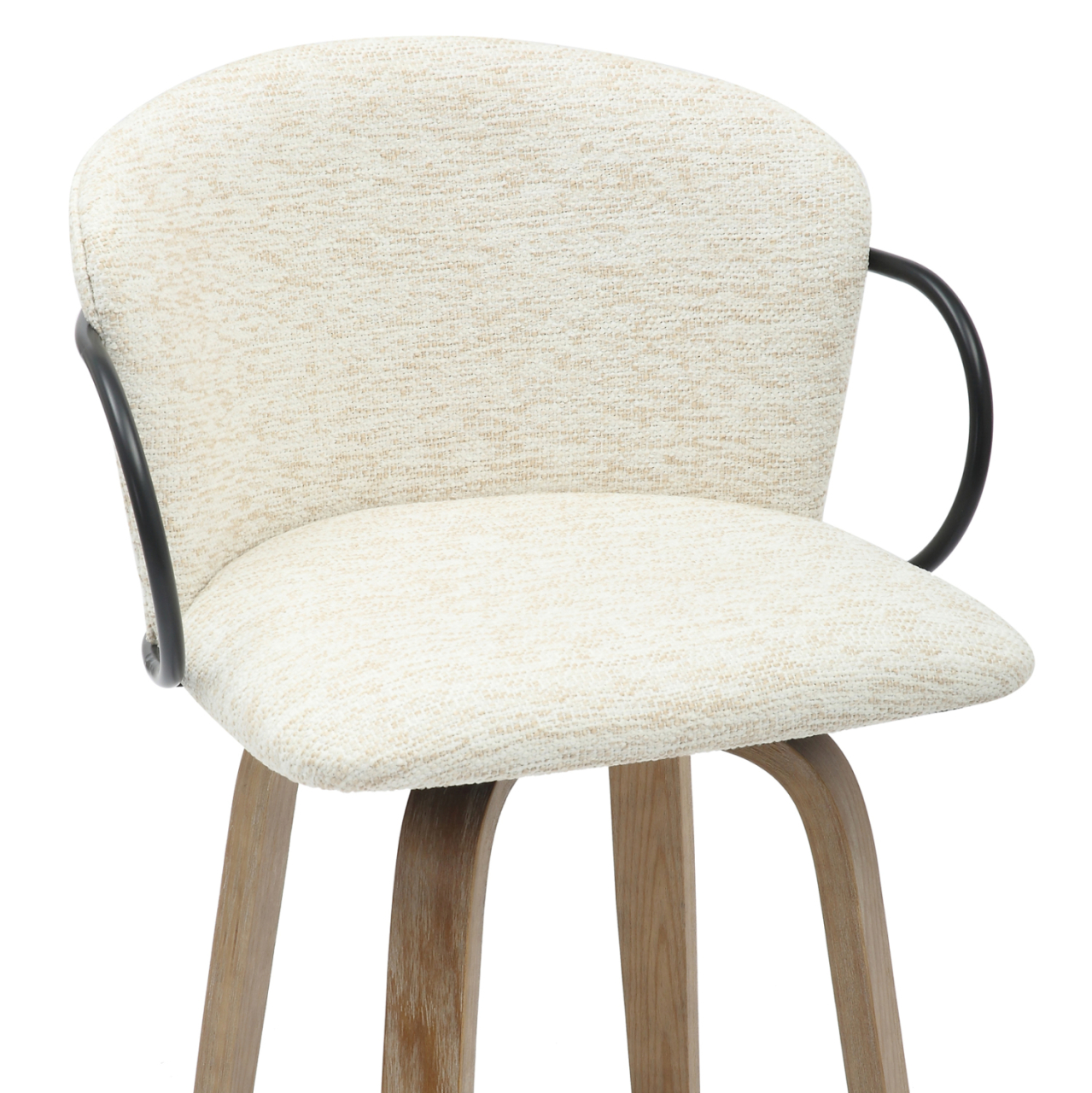 BAR STOOL MED.HEIGHT NEBOR HM9986.01 PLYWOOD LEGS-BLACK METAL-ECRU FABRIC 53,5x51x90Hcm. [7]