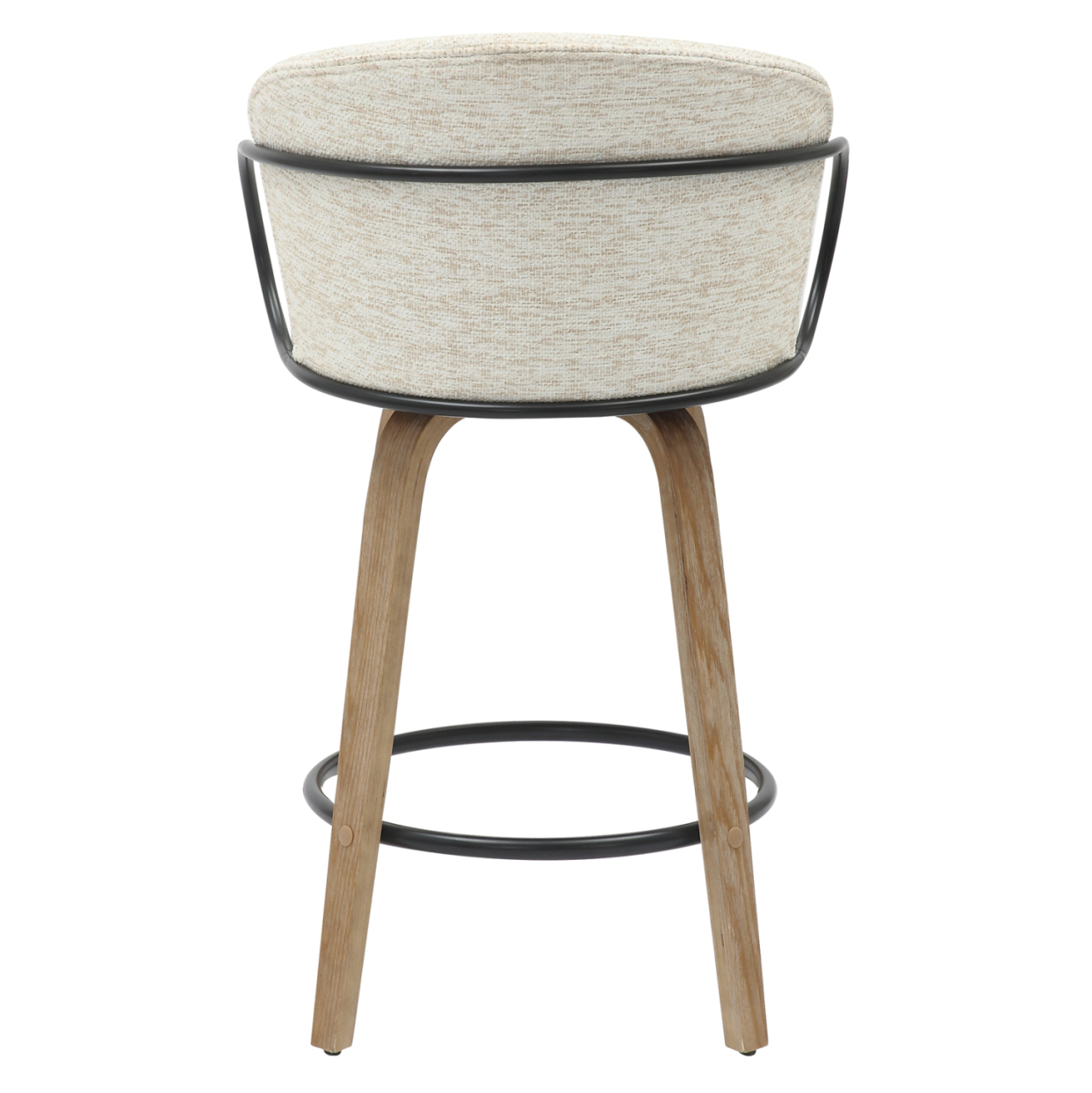 BAR STOOL MED.HEIGHT NEBOR HM9986.01 PLYWOOD LEGS-BLACK METAL-ECRU FABRIC 53,5x51x90Hcm. [6]