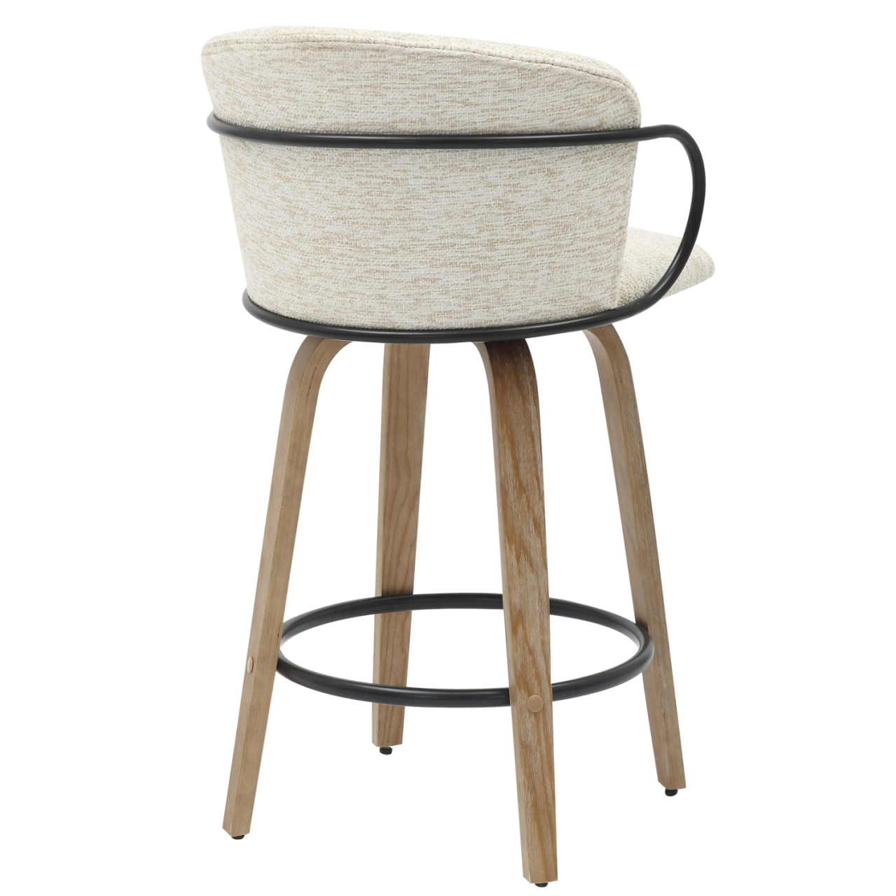 BAR STOOL MED.HEIGHT NEBOR HM9986.01 PLYWOOD LEGS-BLACK METAL-ECRU FABRIC 53,5x51x90Hcm. [5]