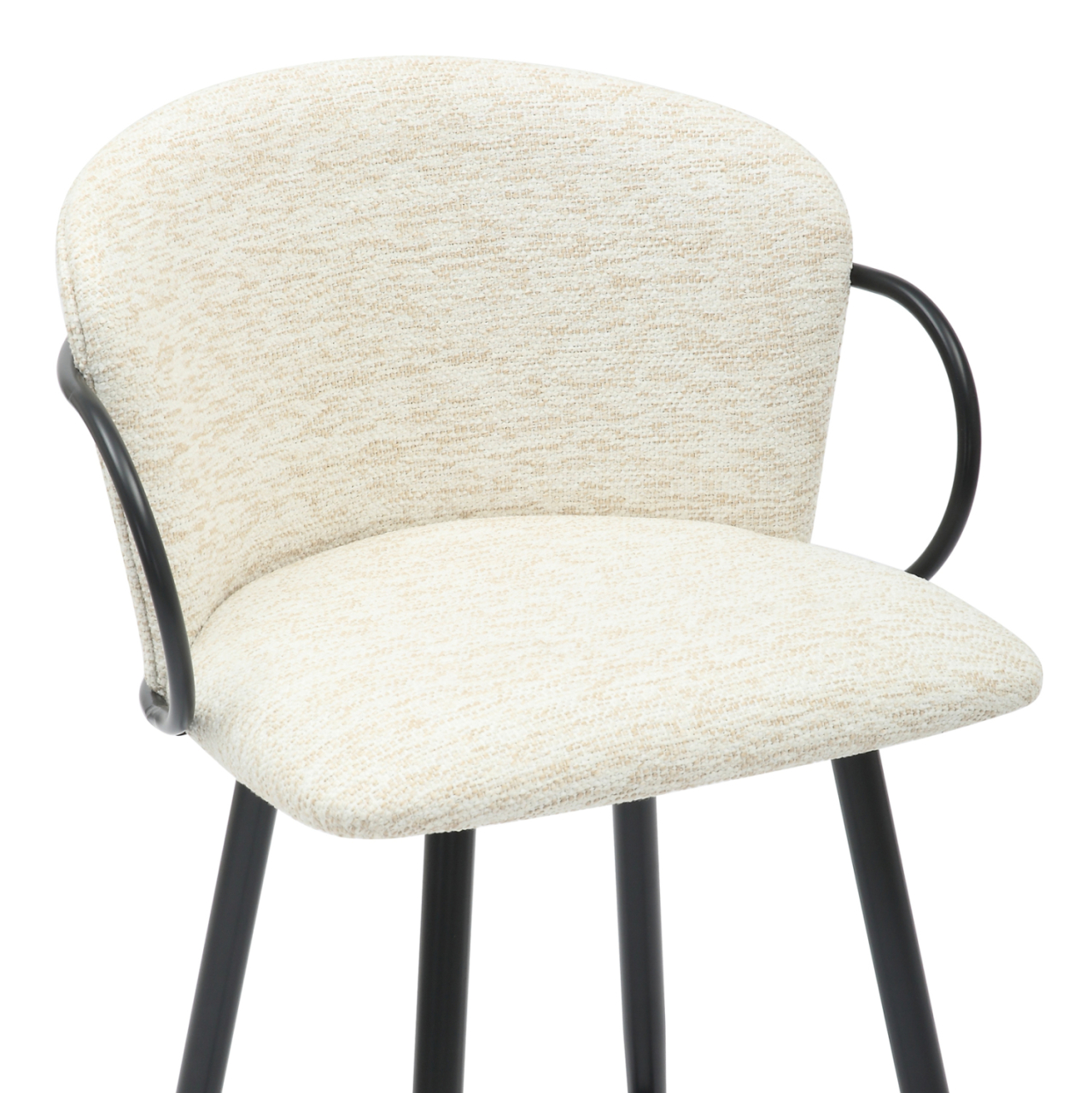 BAR STOOL MED.HEIGHT NEBOR HM9986.02 BLACK METAL FRAME-ECRU FABRIC 53,5x51x90Hcm. [7]