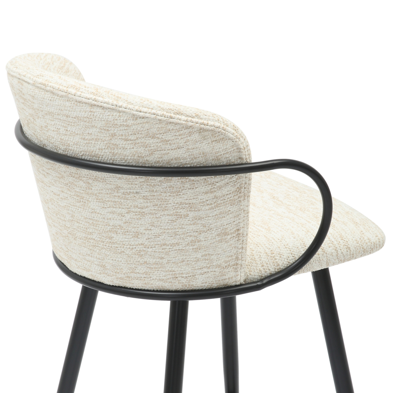 BAR STOOL MED.HEIGHT NEBOR HM9986.02 BLACK METAL FRAME-ECRU FABRIC 53,5x51x90Hcm. [9]