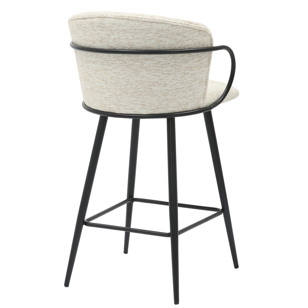 BAR STOOL MED.HEIGHT NEBOR HM9986.02 BLACK METAL FRAME-ECRU FABRIC 53,5x51x90Hcm. [5]