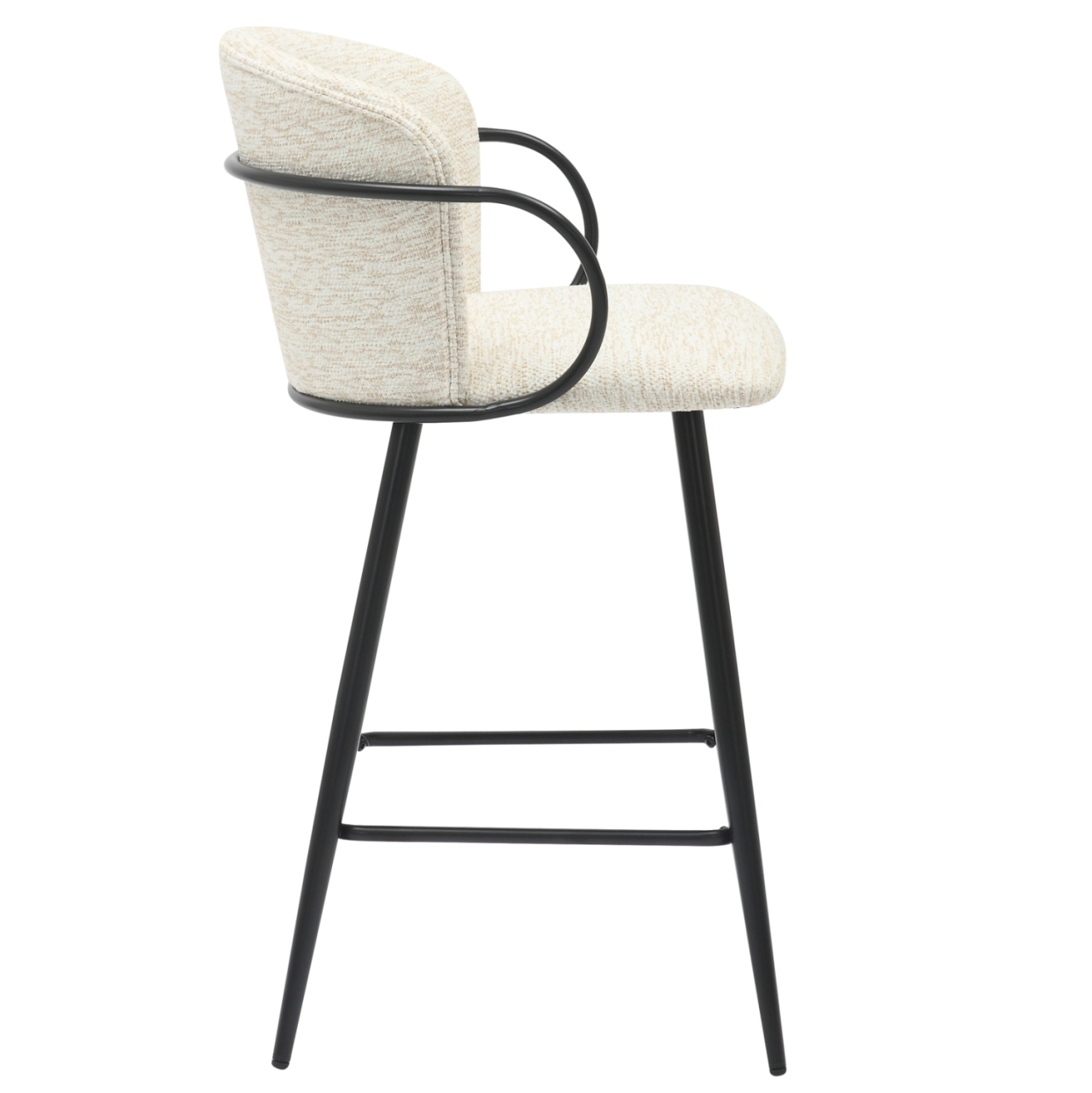 BAR STOOL MED.HEIGHT NEBOR HM9986.02 BLACK METAL FRAME-ECRU FABRIC 53,5x51x90Hcm. [4]