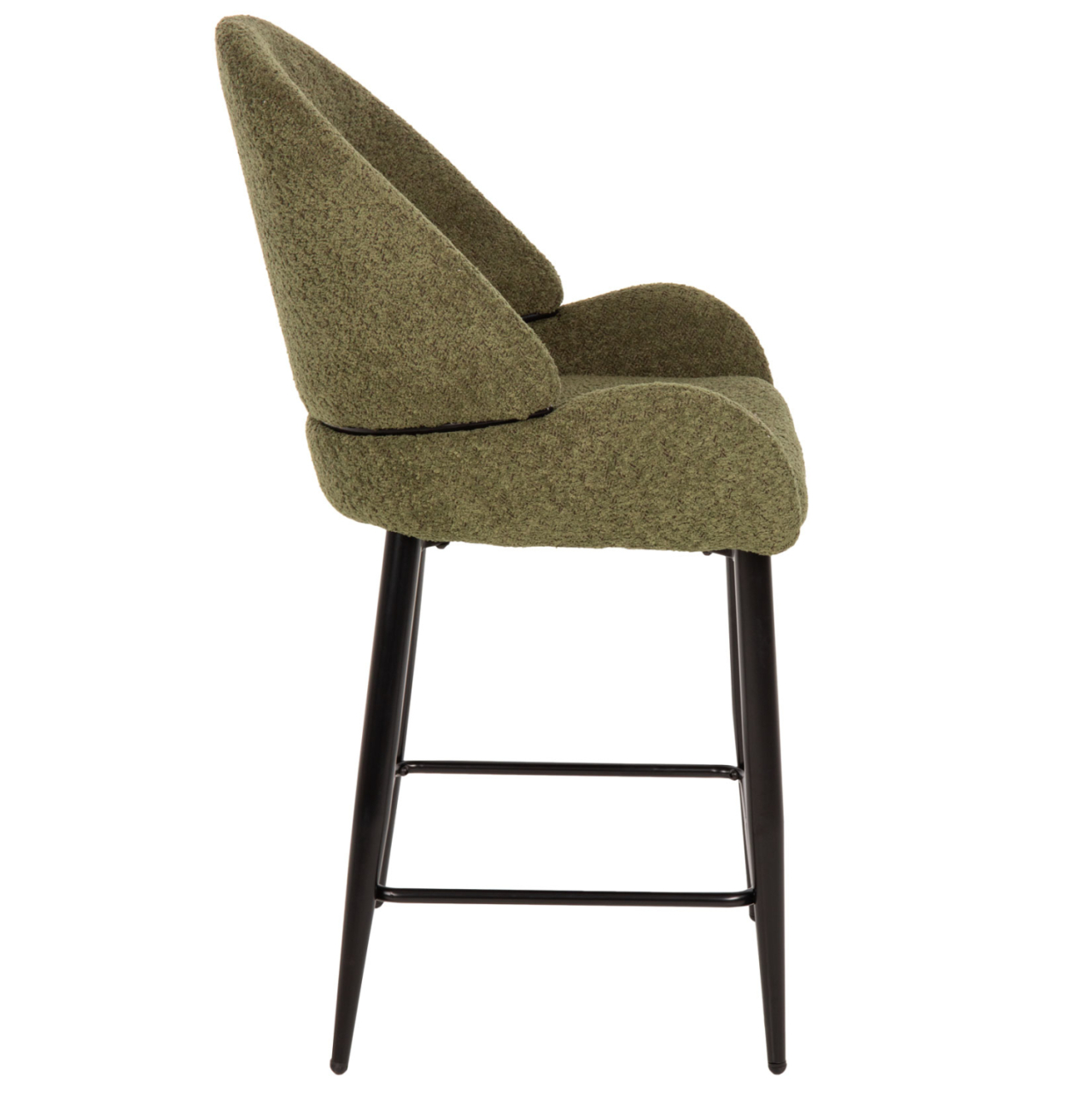BAR STOOL MEDIUM HEIGHT ΗΜ8586.03 GREΕΝ BOUCLE FABRIC-BLACK METAL LEGS 55x62x105H cm [4]