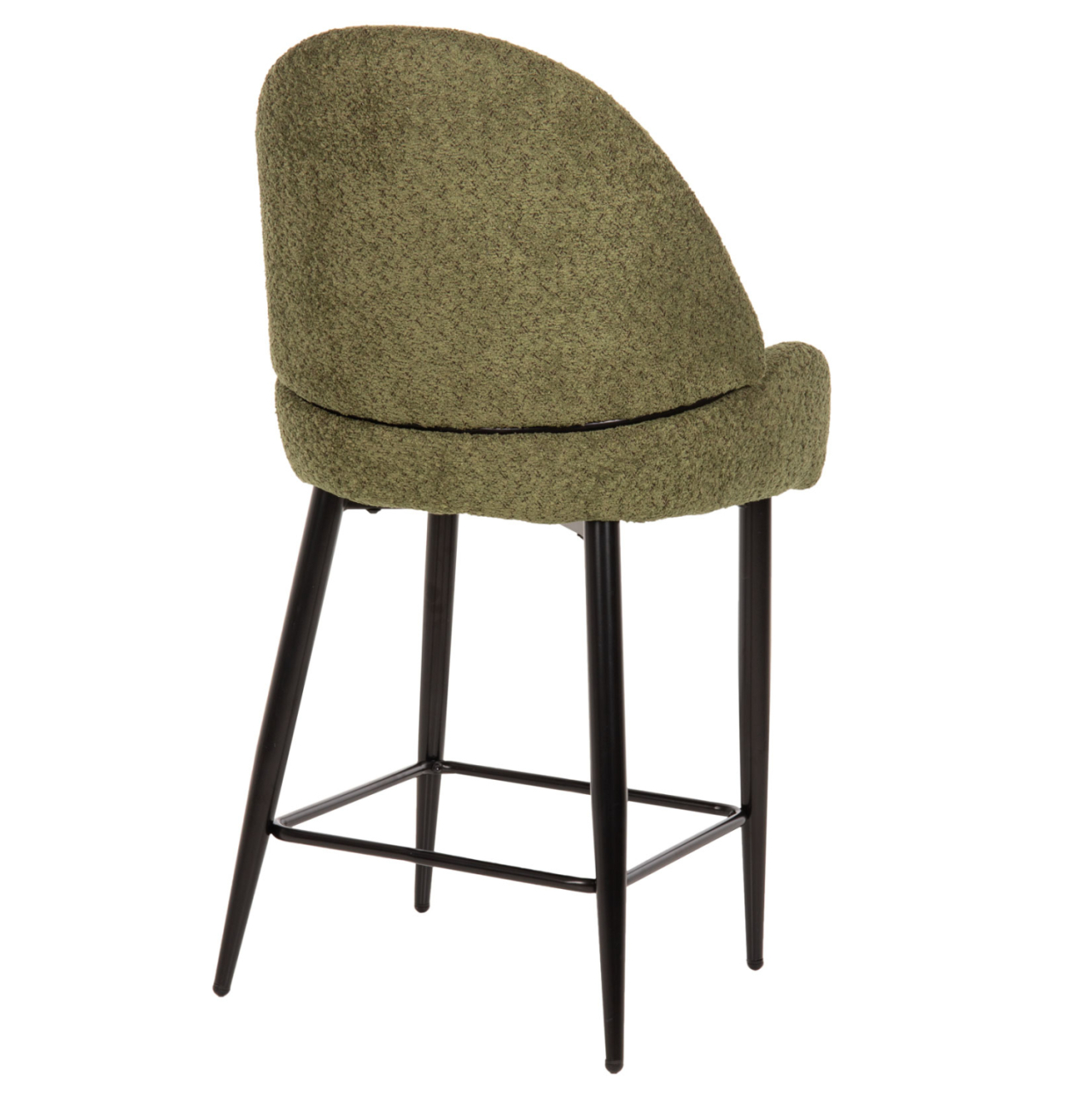 BAR STOOL MEDIUM HEIGHT ΗΜ8586.03 GREΕΝ BOUCLE FABRIC-BLACK METAL LEGS 55x62x105H cm [5]