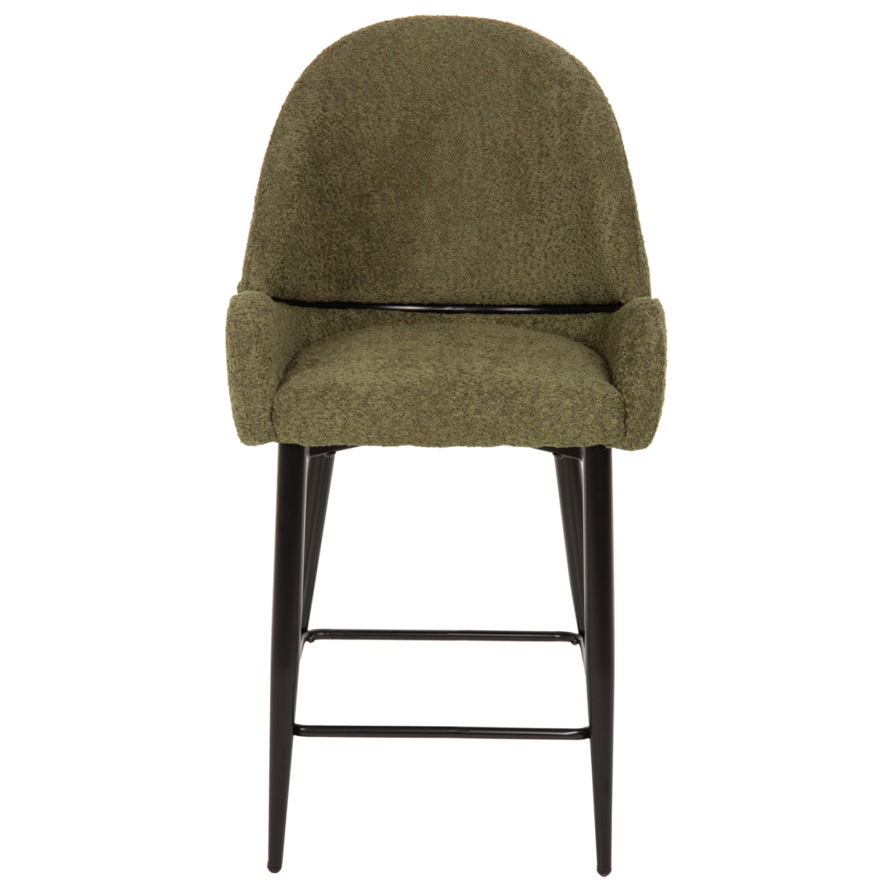 BAR STOOL MEDIUM HEIGHT ΗΜ8586.03 GREΕΝ BOUCLE FABRIC-BLACK METAL LEGS 55x62x105H cm [3]