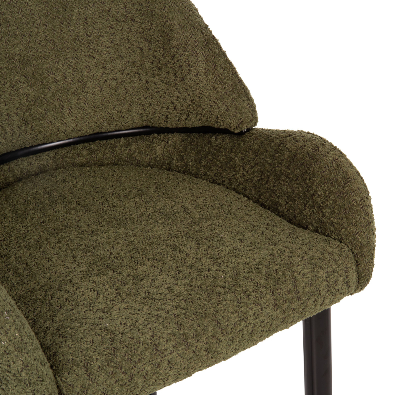 BAR STOOL MEDIUM HEIGHT ΗΜ8586.03 GREΕΝ BOUCLE FABRIC-BLACK METAL LEGS 55x62x105H cm [8]