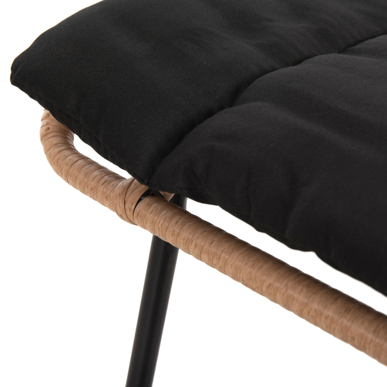 BAR STOOL MEDIUM HEIGHT ALLEGRA HM5709.11 METALandCUSHION BLACK-WICKER BEIGE 46x46x99Hcm. [9]