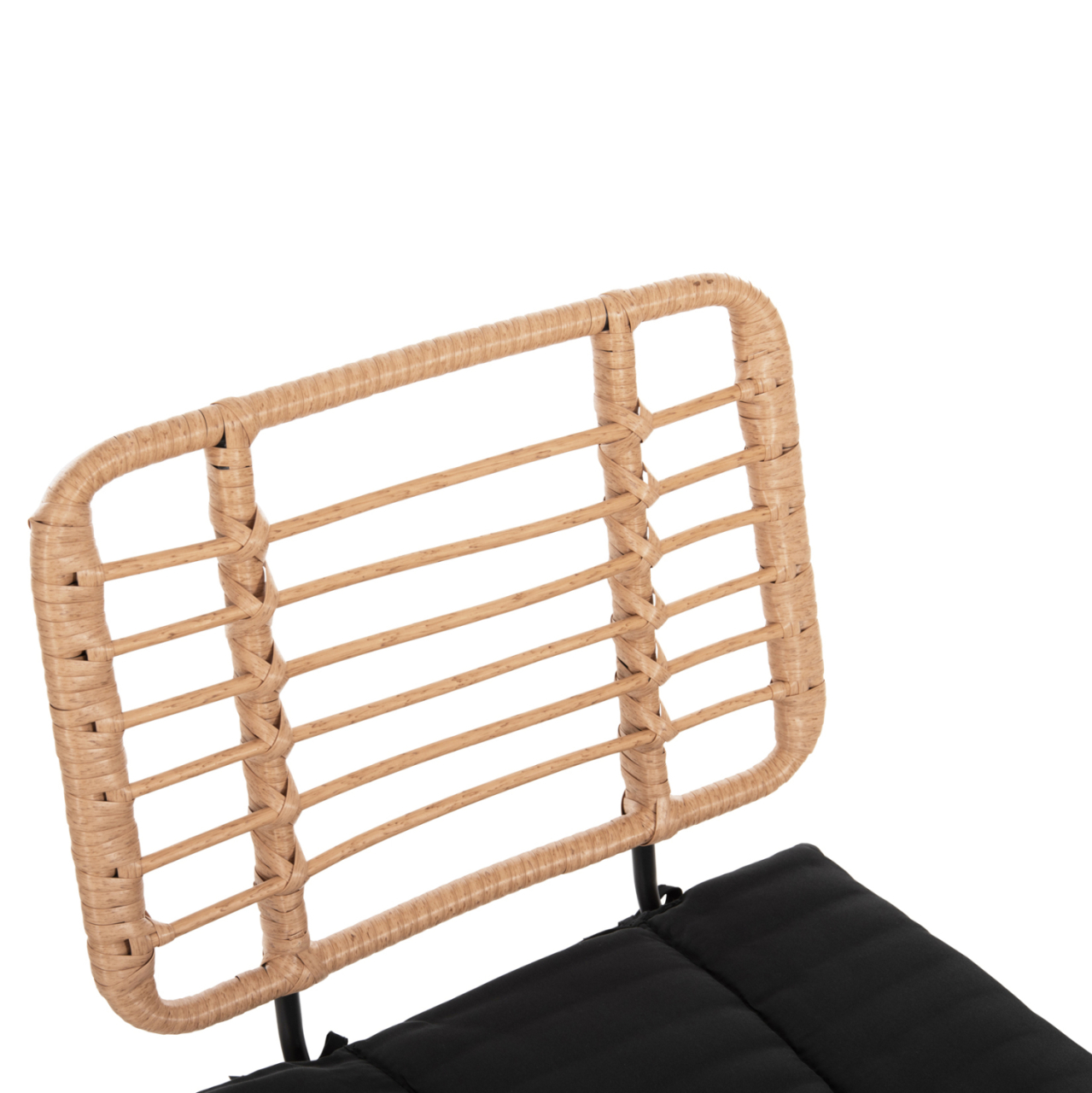 BAR STOOL MEDIUM HEIGHT ALLEGRA HM5709.11 METALandCUSHION BLACK-WICKER BEIGE 46x46x99Hcm. [7]
