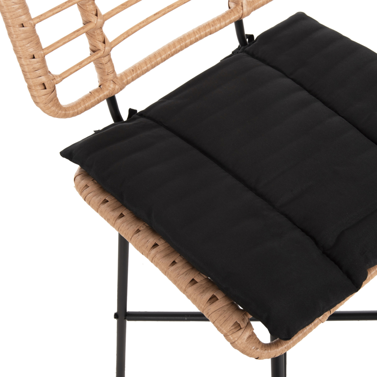BAR STOOL MEDIUM HEIGHT ALLEGRA HM5709.11 METALandCUSHION BLACK-WICKER BEIGE 46x46x99Hcm. [8]
