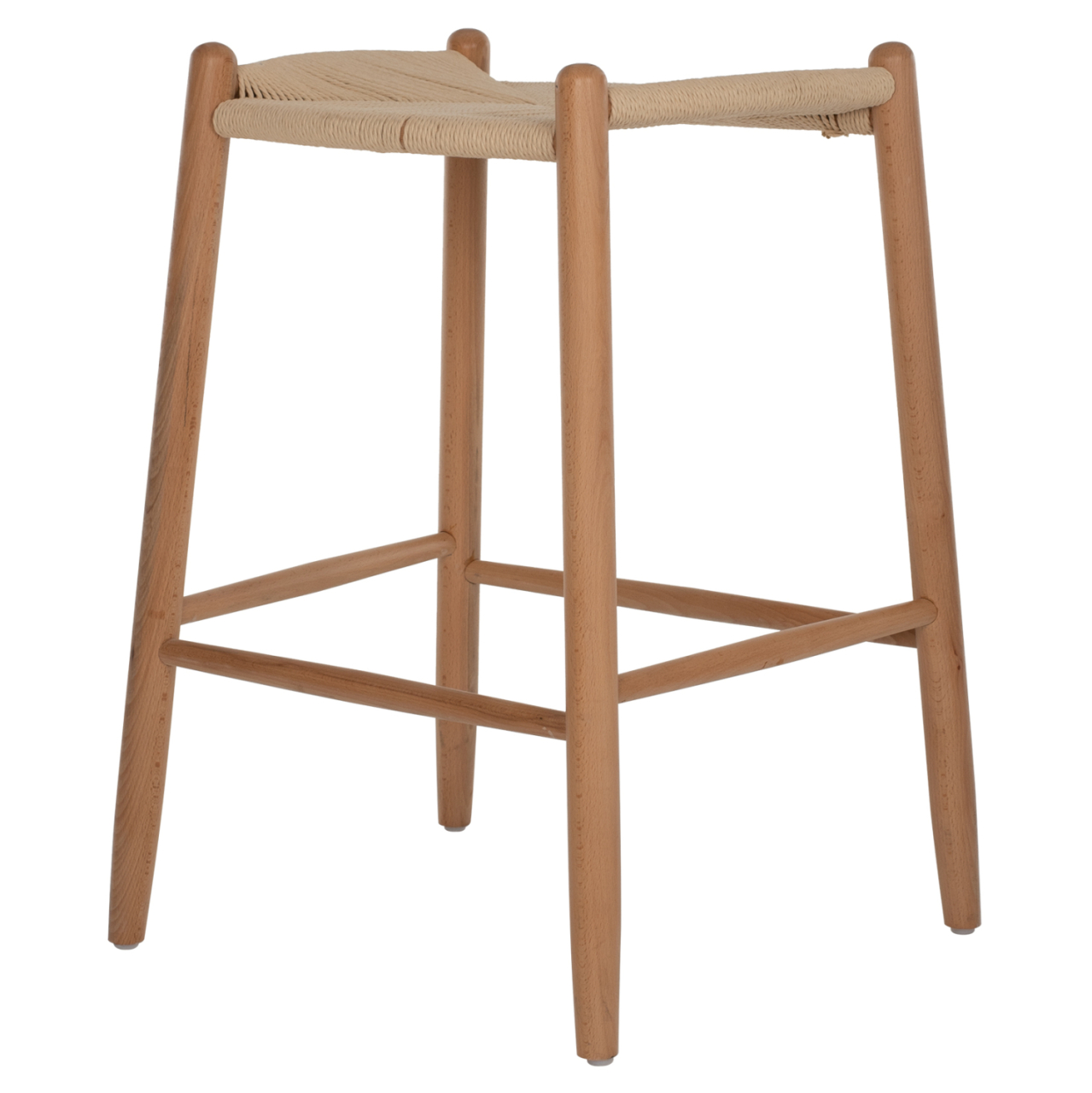 BAR STOOL MEDIUM HEIGHT BEECH WOOD-ROPE 44x46x65Hcm.HM9321.01 [4]