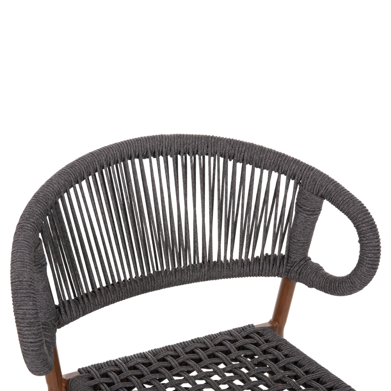 BAR STOOL MEDIUM HEIGHT EULO HM6087.01 ALUMINUM IN WALNUT-SYNTHETIC RATTAN IN GREY 60x60x99Hcm. [7]