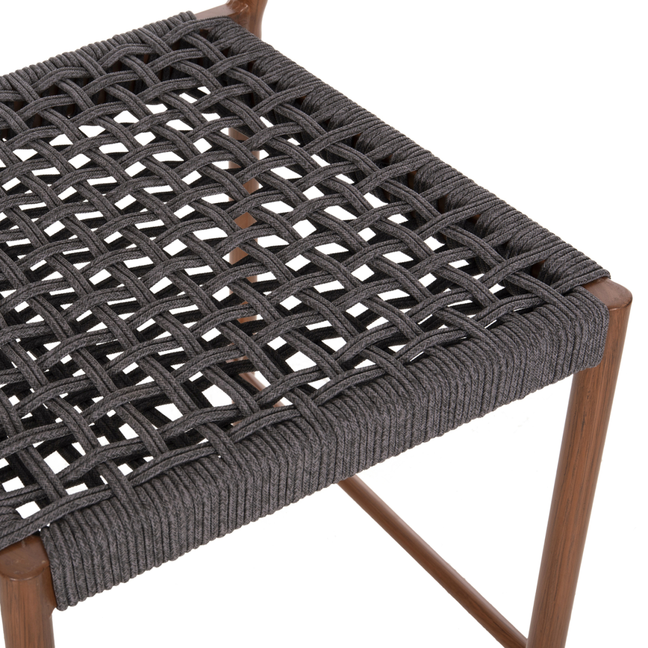 BAR STOOL MEDIUM HEIGHT EULO HM6087.01 ALUMINUM IN WALNUT-SYNTHETIC RATTAN IN GREY 60x60x99Hcm. [8]
