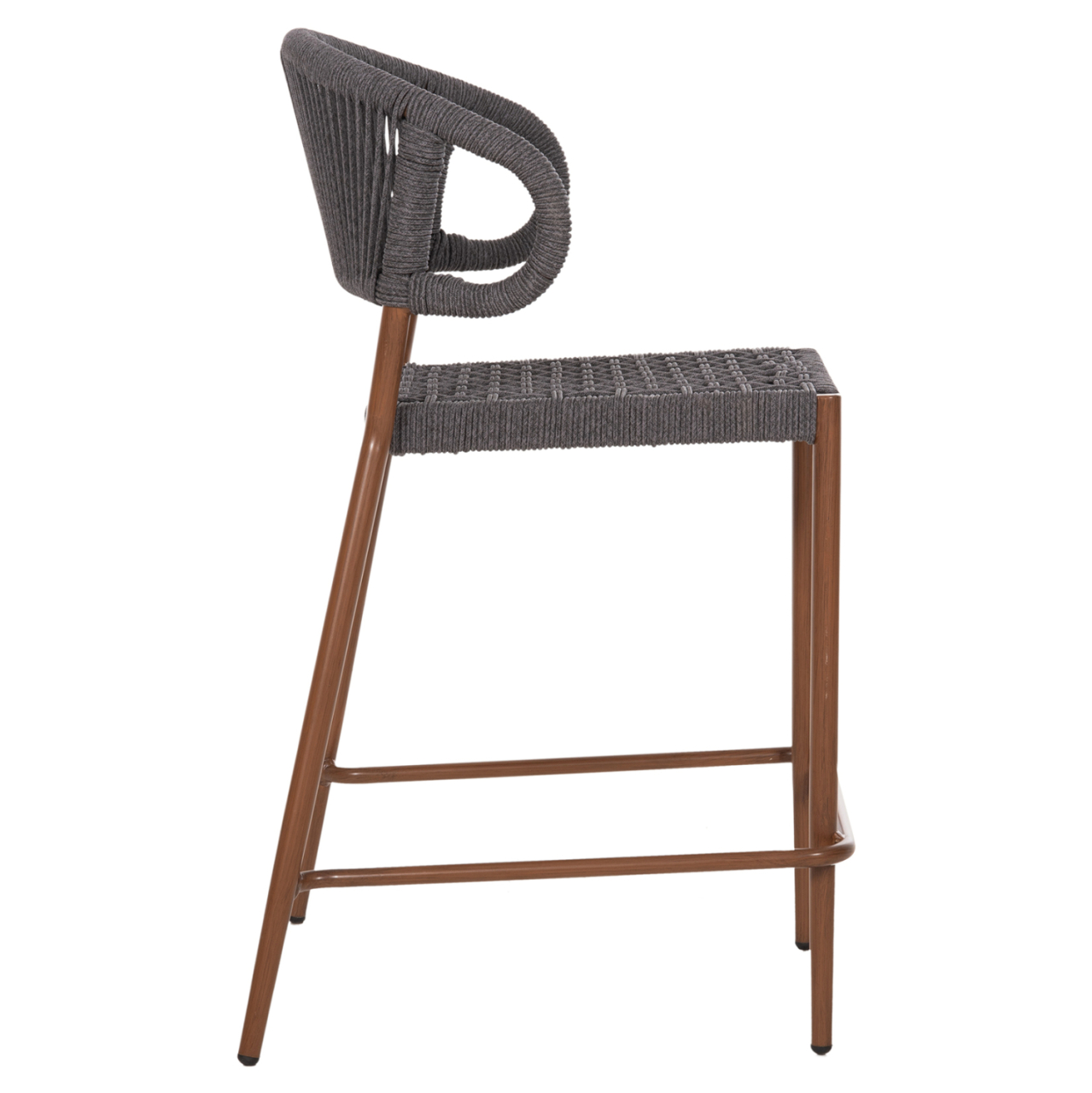 BAR STOOL MEDIUM HEIGHT EULO HM6087.01 ALUMINUM IN WALNUT-SYNTHETIC RATTAN IN GREY 60x60x99Hcm. [4]