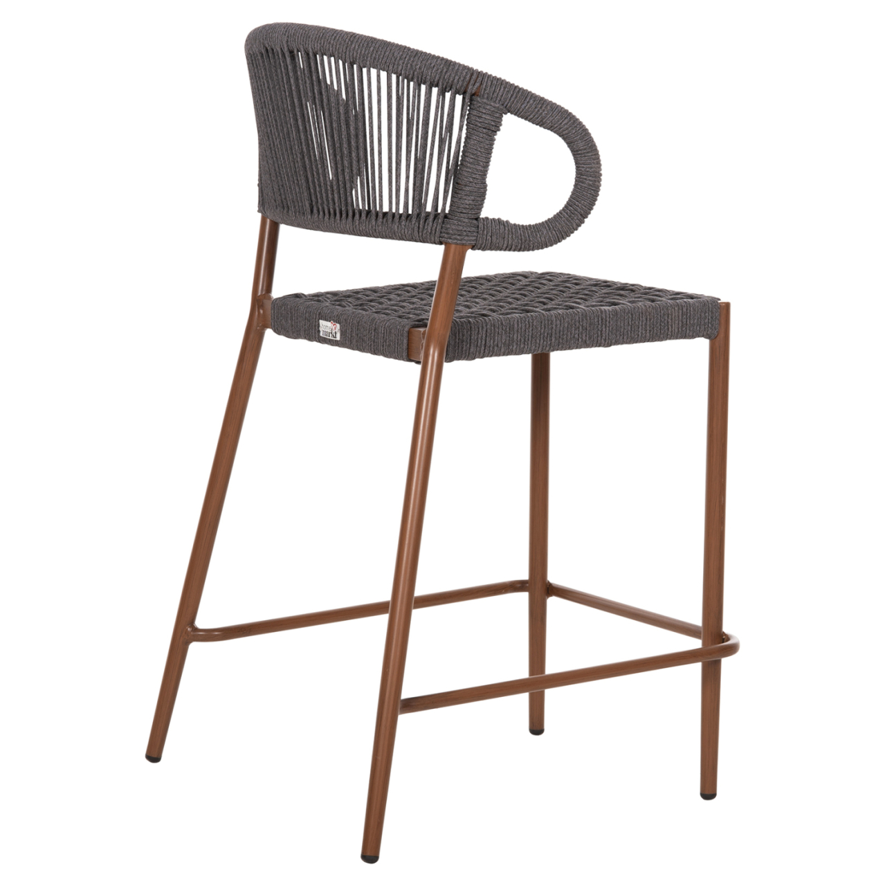 BAR STOOL MEDIUM HEIGHT EULO HM6087.01 ALUMINUM IN WALNUT-SYNTHETIC RATTAN IN GREY 60x60x99Hcm. [5]
