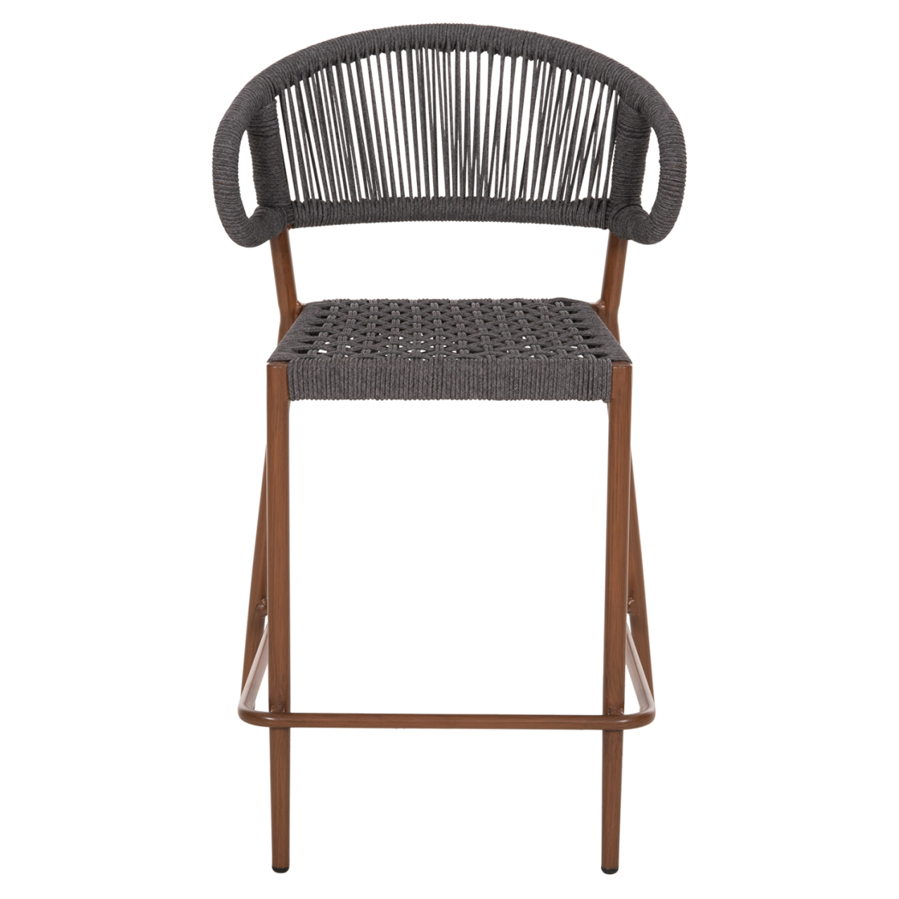 BAR STOOL MEDIUM HEIGHT EULO HM6087.01 ALUMINUM IN WALNUT-SYNTHETIC RATTAN IN GREY 60x60x99Hcm. [3]
