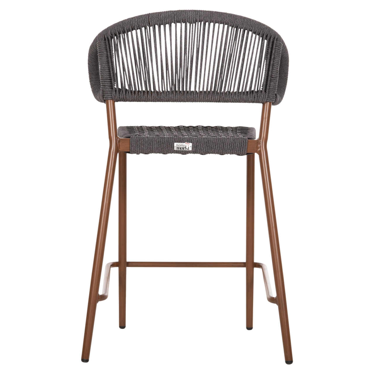 BAR STOOL MEDIUM HEIGHT EULO HM6087.01 ALUMINUM IN WALNUT-SYNTHETIC RATTAN IN GREY 60x60x99Hcm. [6]