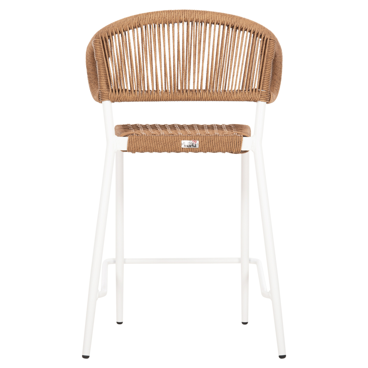 BAR STOOL MEDIUM HEIGHT EULO HM6087.02 ALUMINUM IN WHITE-SYNTHETIC RATTAN IN BEIGE 60x60x99Hcm. [6]