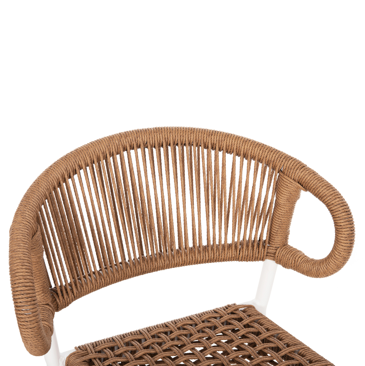 BAR STOOL MEDIUM HEIGHT EULO HM6087.02 ALUMINUM IN WHITE-SYNTHETIC RATTAN IN BEIGE 60x60x99Hcm. [7]