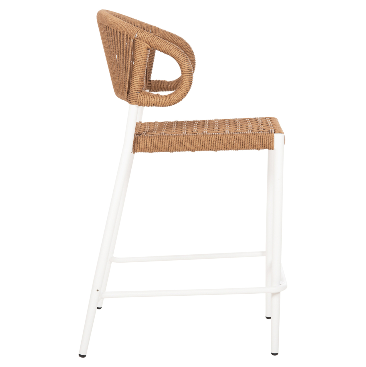 BAR STOOL MEDIUM HEIGHT EULO HM6087.02 ALUMINUM IN WHITE-SYNTHETIC RATTAN IN BEIGE 60x60x99Hcm. [4]