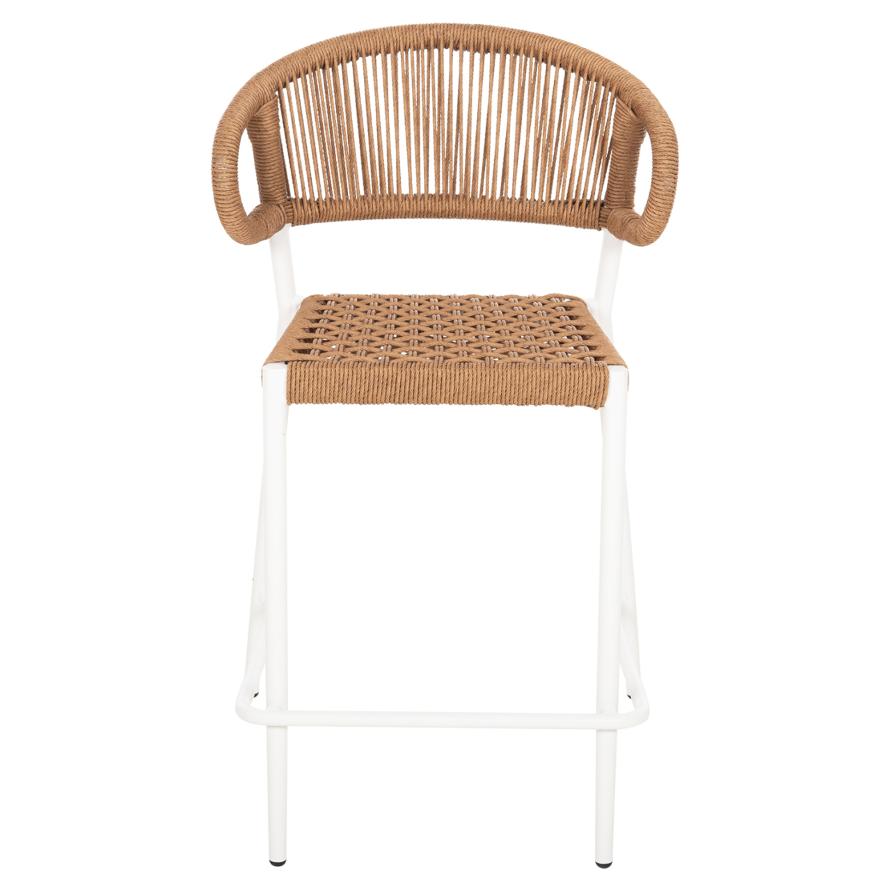 BAR STOOL MEDIUM HEIGHT EULO HM6087.02 ALUMINUM IN WHITE-SYNTHETIC RATTAN IN BEIGE 60x60x99Hcm. [3]