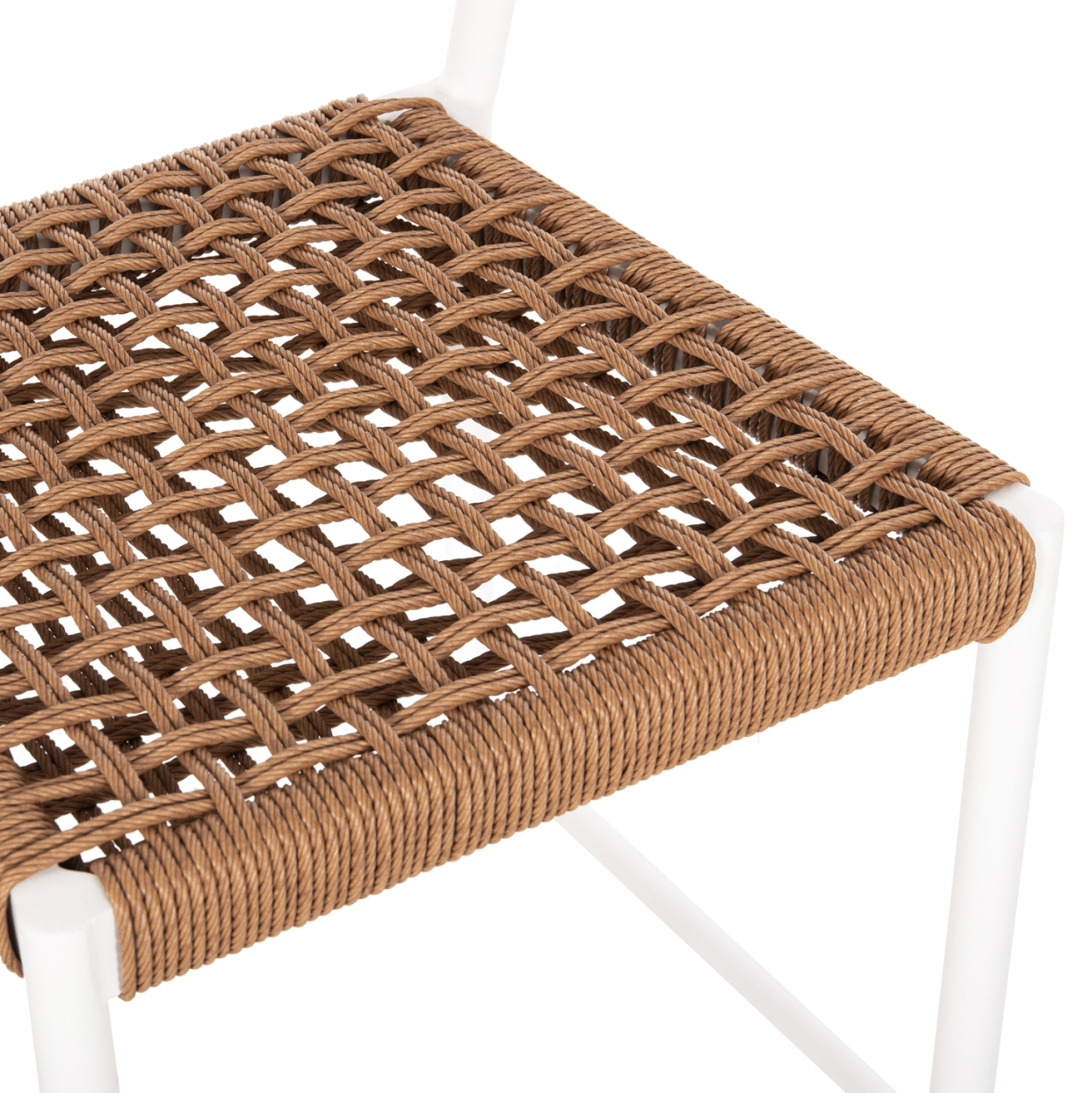 BAR STOOL MEDIUM HEIGHT EULO HM6087.02 ALUMINUM IN WHITE-SYNTHETIC RATTAN IN BEIGE 60x60x99Hcm. [8]