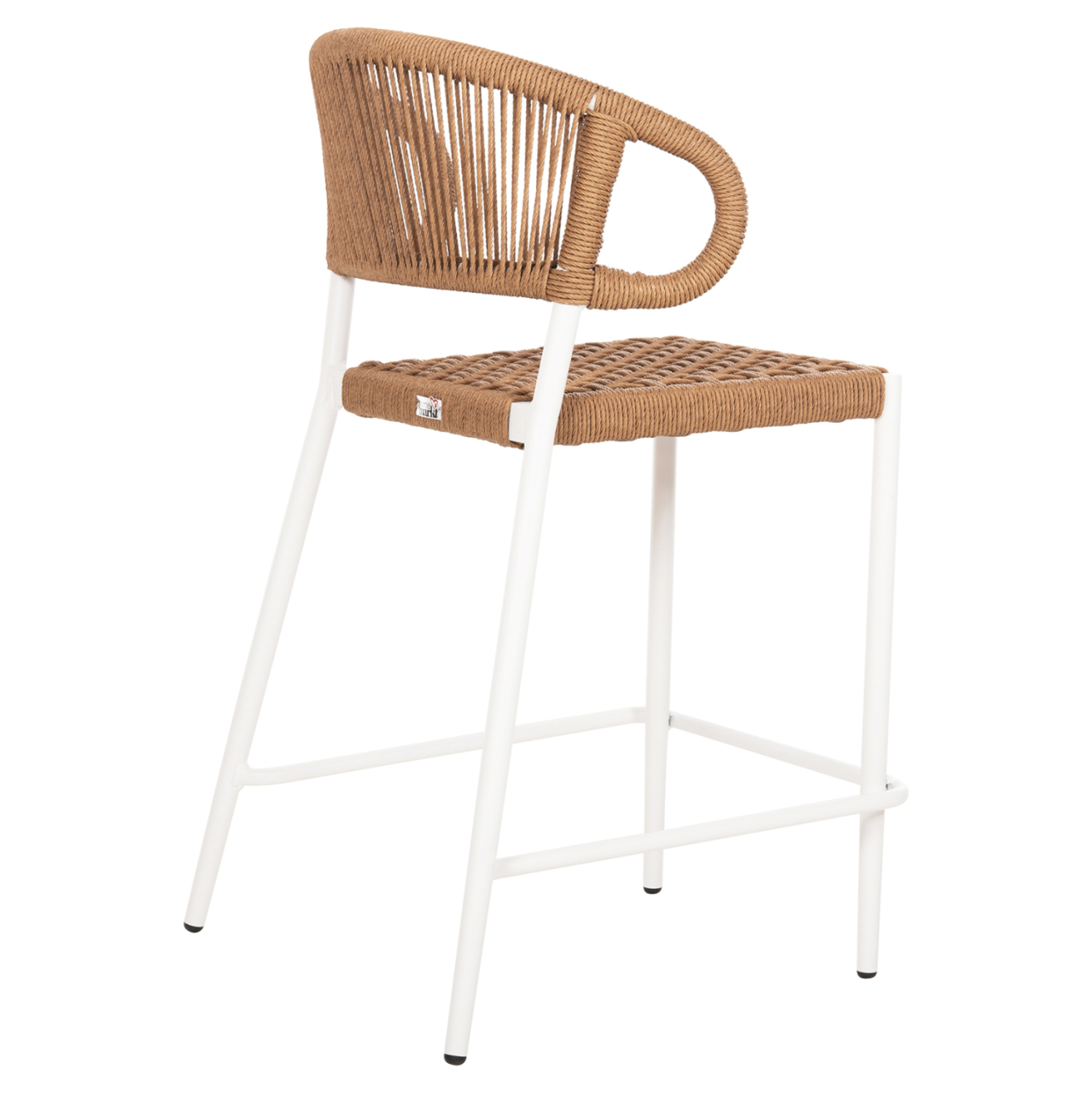 BAR STOOL MEDIUM HEIGHT EULO HM6087.02 ALUMINUM IN WHITE-SYNTHETIC RATTAN IN BEIGE 60x60x99Hcm. [5]