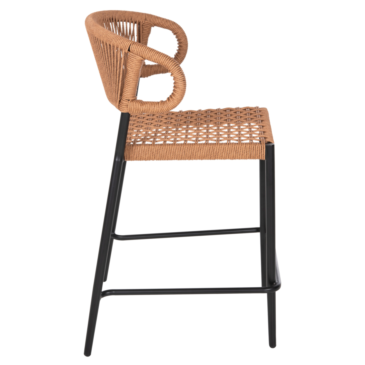 BAR STOOL MEDIUM HEIGHT EULO HM6087.03 ALUMINUM BLACK-SYNTHETIC RATTAN 60x56,5x99Hcm. [4]
