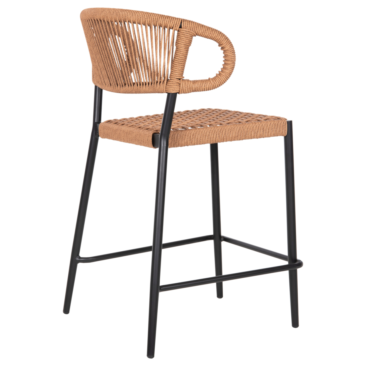 BAR STOOL MEDIUM HEIGHT EULO HM6087.03 ALUMINUM BLACK-SYNTHETIC RATTAN 60x56,5x99Hcm. [5]