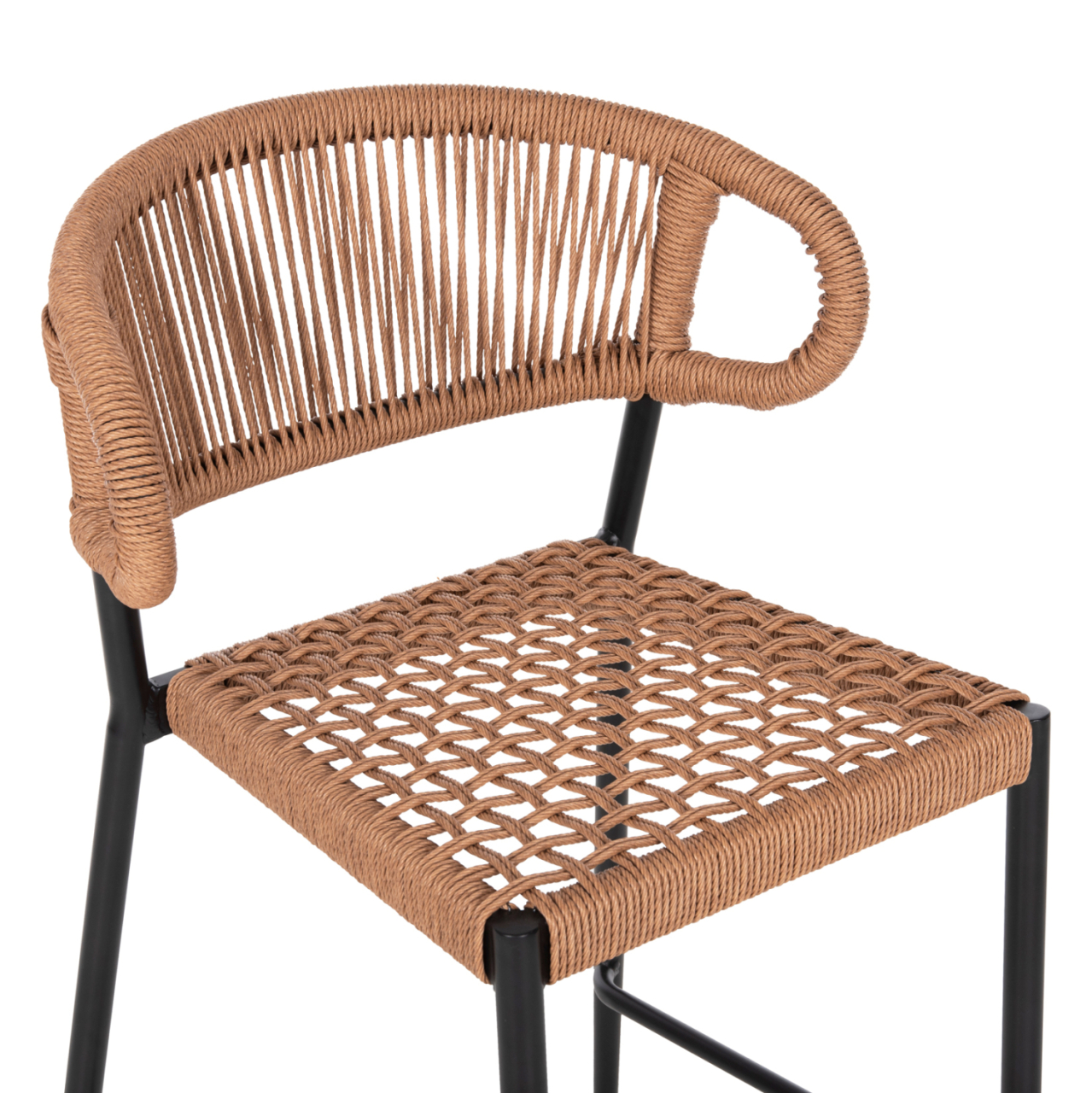 BAR STOOL MEDIUM HEIGHT EULO HM6087.03 ALUMINUM BLACK-SYNTHETIC RATTAN 60x56,5x99Hcm. [6]