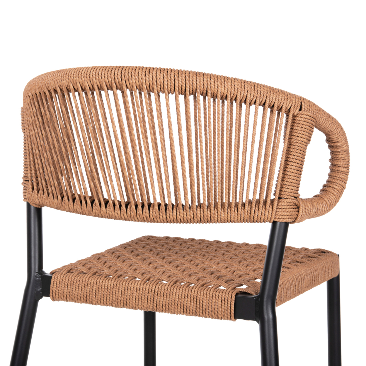 BAR STOOL MEDIUM HEIGHT EULO HM6087.03 ALUMINUM BLACK-SYNTHETIC RATTAN 60x56,5x99Hcm. [9]
